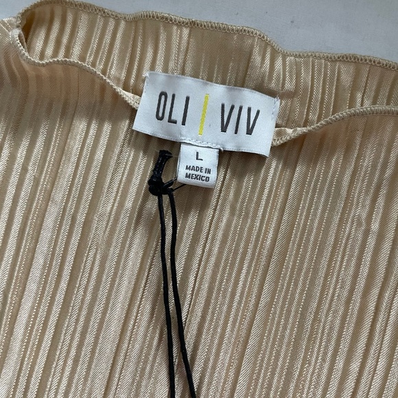 Elegant Oli Viv Beige Pleated Sleeveless Top - Size L - Picture 2 of 3